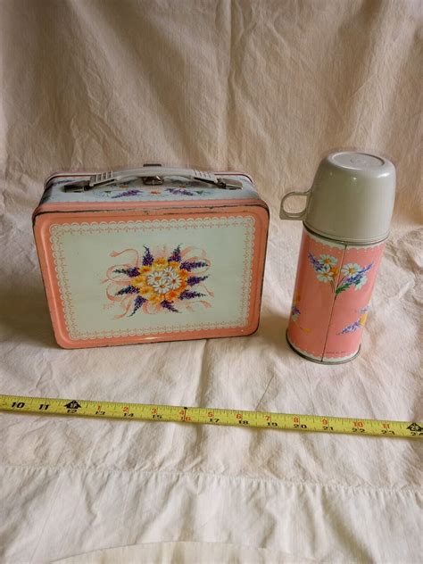 1964 corsage metal lunch box|RARE 1964 King Seeley Corsage Metal Lunch Box by Thermos .